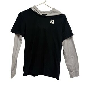 Abercrombie Kids Black and Light Gray Layered Long Sleeve Tee size 13/14